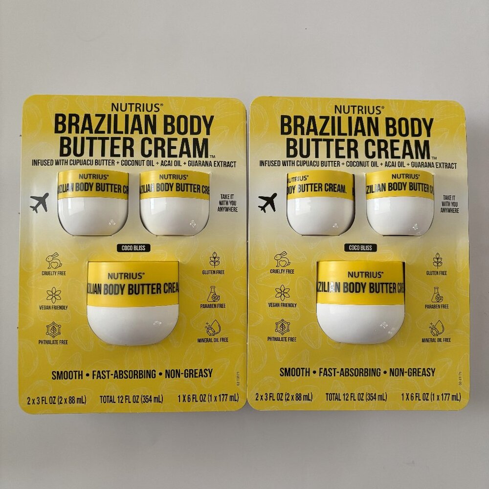 Nutrius Brazilian Butter Body Cream - 2x6oz and 4x3oz pack